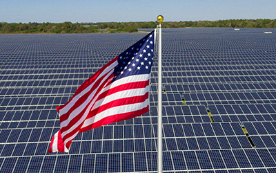 FPL solar field with American flag